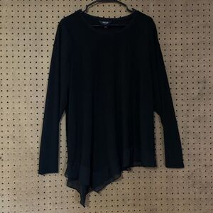 Simply Vera Black Tunic Long Sleeve goth Whimsygoth Asymmetrical Textured XL‎